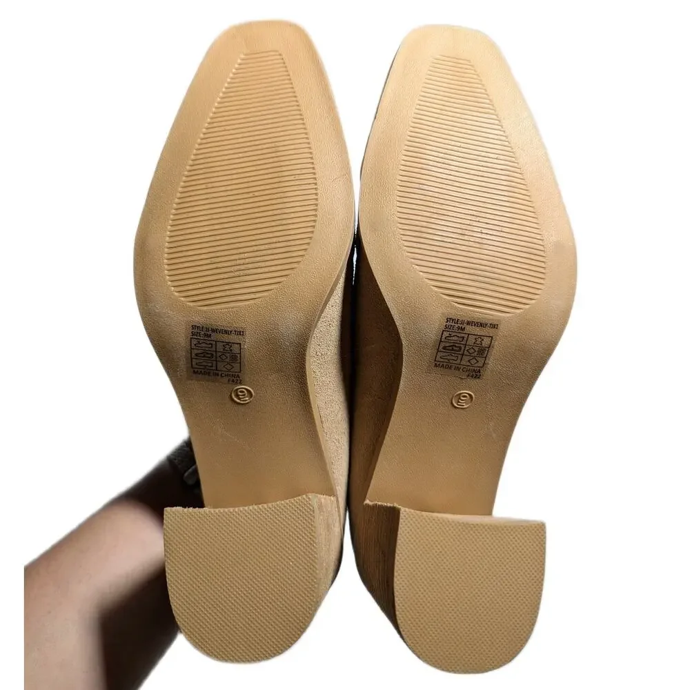 Joie Wevenly Beige Suede Wooden Block Heel Slip-On Minimalist Loafer Pumps Sz 9